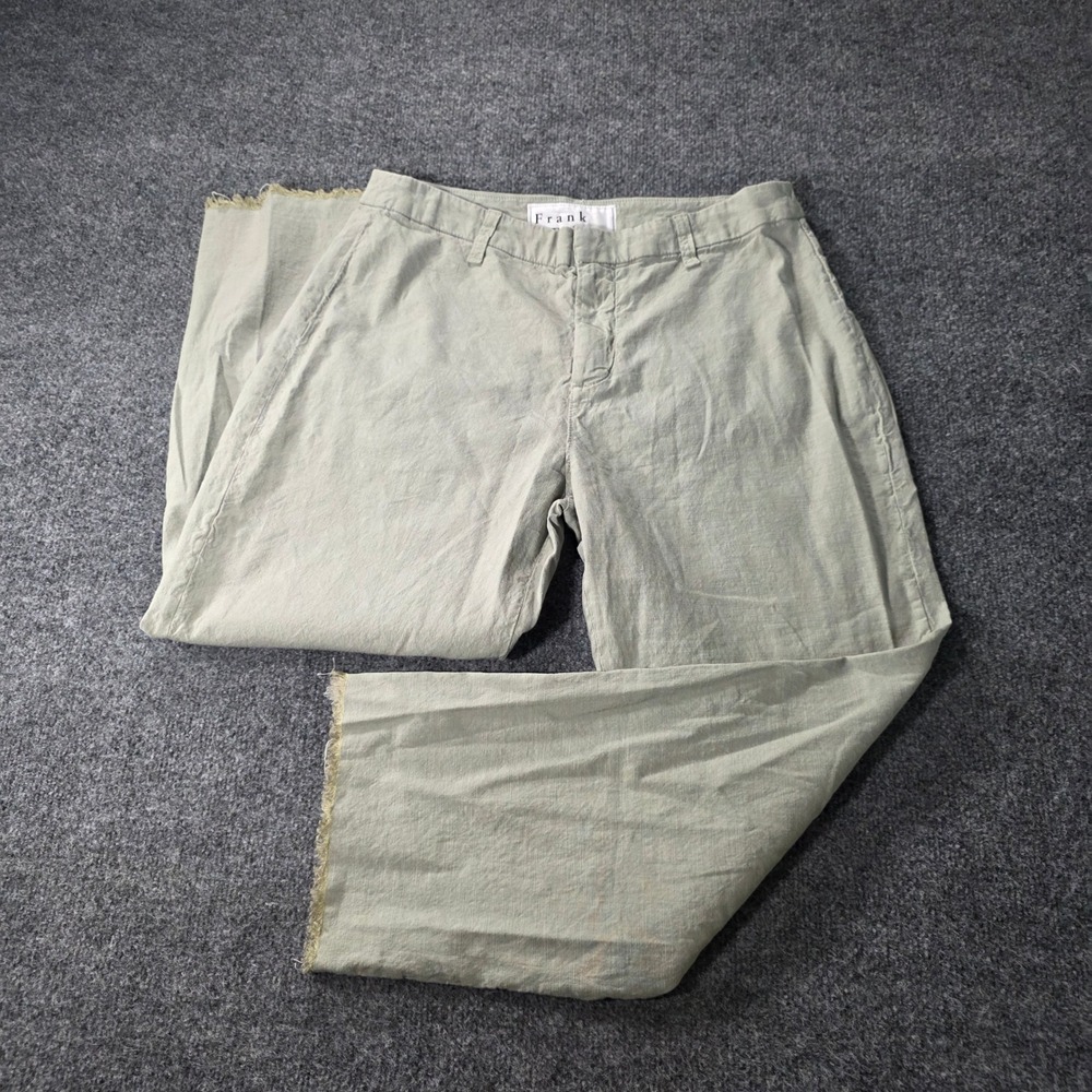 Frank & Eileen Kinsale Pants Italian Performance Linen Sage Green 12 Womens USA
